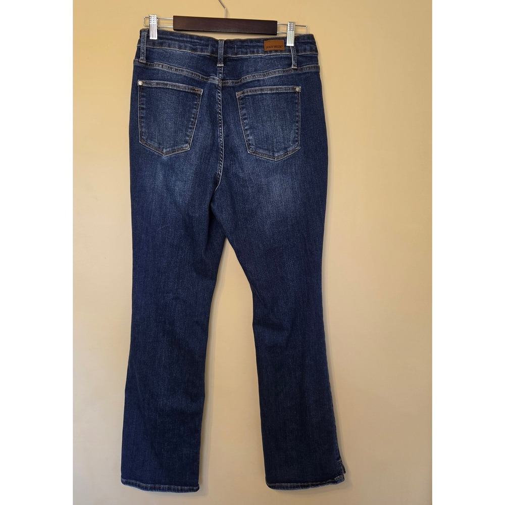 Judy Blue Medium Wash Distressed Bootcut Jeans 14W High Rise Side Slit - Picture 2 of 7